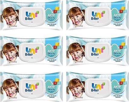 Uni Baby Aktif 72 Yaprak 6'lı Paket Islak Mendil