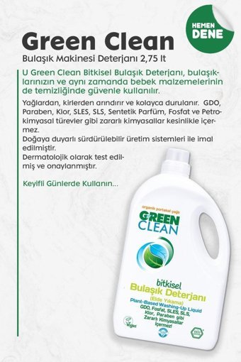 U Green Clean Organik Portakal Kokulu El Bulaşık Deterjanı 2.75 lt