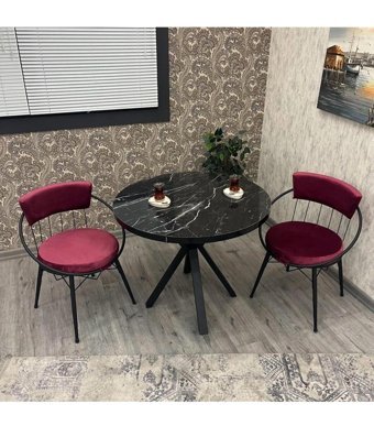 By Orhan Güzel Metal İkili Bahçe Koltuğu Açık Bordo