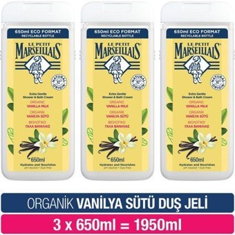 Le Petit Marseillais Vanilya Sütü Duş Jeli 3x650 ml