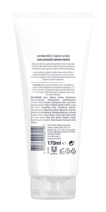 Dove Canlandırıcı Nemlendirici Lotus Çiçeği Pirinç Suyu Özü Saç Kremi 170 ml