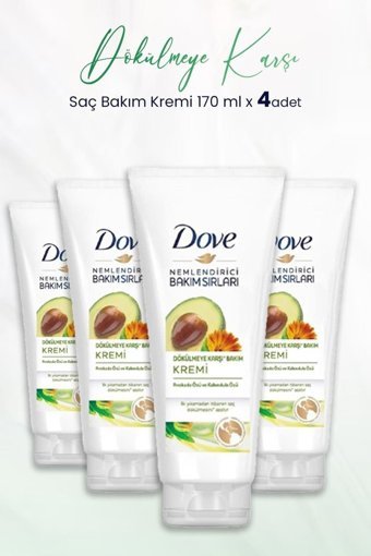 Dove Dökülme Karşıtı Avokado Özü Kalendula Özü Saç Kremi 4 x 170 ml