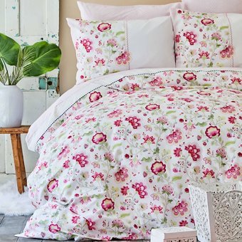 Karaca Home Pamuk Dört Mevsim 200 x 220 cm Çiçekli Çift Kişilik Nevresim Takımı Fuşya