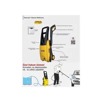 Rtrmax RTM711 1700 W Tekerlekli 150 bar Elektrikli Basınçlı Yıkama Makinesi