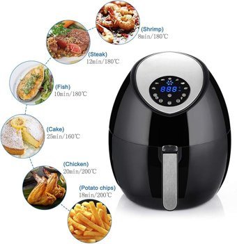 Uten Airfryer 4.5 lt Tek Hazneli Led Ekranlı Sıcak Hava Fritözü Siyah