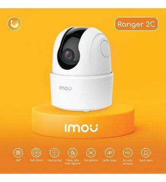 Imou Ranger 2C-D IPC-TA22CP-D Ethernet Mini Sim Kartlı 1 Kameralı 360 Derece Dönen Gece Görüşlü IP İç Mekan Kablosuz Güvenlik Kamerası