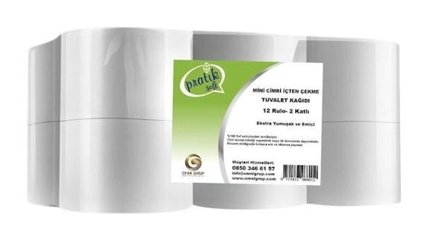 Pratiksoft Mini Cimri 2 Katlı İçten Çekmeli 12'li Rulo Tuvalet Kağıdı