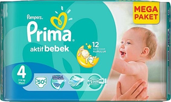 Prima Aktif Bebek 4 Numara Cırtlı Bebek Bezi 2x50 Adet
