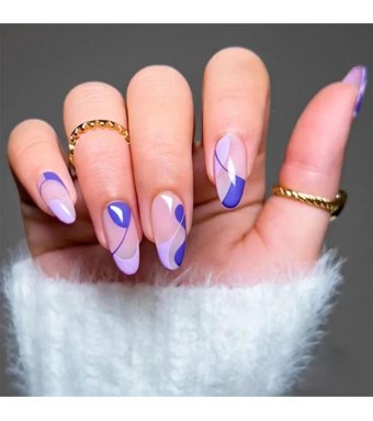 Tips Art Parlak 24'lü Oval Lila - Mor Takma Tırnak