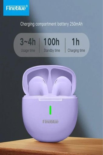Fineblue M5 Kulak İçi Kablosuz Bluetooth Kulaklık Mor