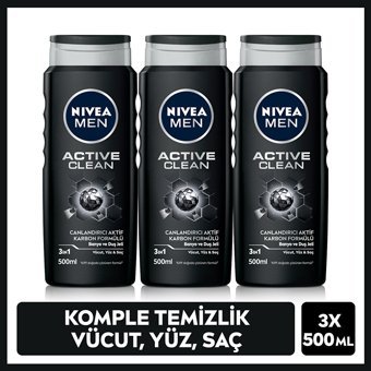 Nivea Aktif Karbonlu Duş Jeli 3x500 ml