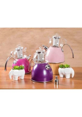 Chef Nature Cam Demlikli Düdüklü Çelik Çaydanlık Pembe