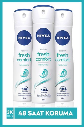 Nivea Fresh Comfort Sprey Kadın Deodorant 3x150 ml