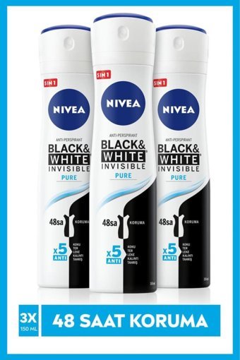 Nivea Invisible Black&white Pure Sprey Kadın Deodorant 3x150 ml