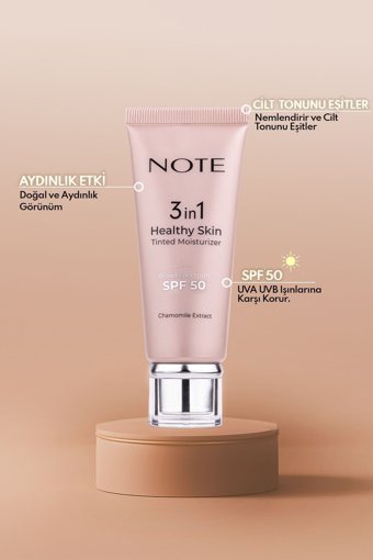 Note 3 in 1 Healthy Skin Tinted Moisturizer Renk Ton Eşitleyici 50 SPF+ Aydınlatıcı BB Krem