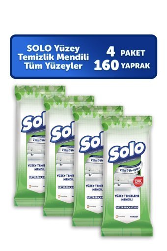 Solo Tüm Yüzeyler 160 Yaprak 4'lü Paket Yüzey Temizleme Mendili