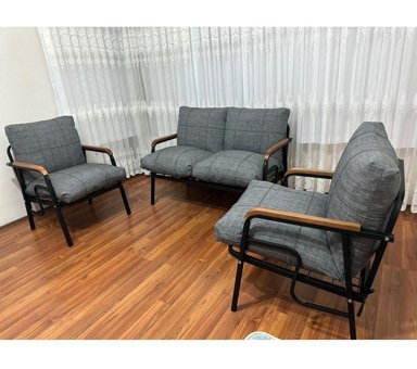 Stella Bahçe Mobilyaları Zümra Metal 4'lü Bahçe Koltuğu Gri