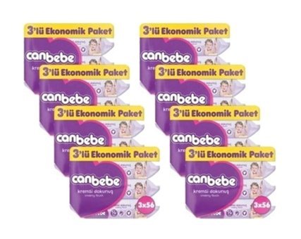 Canbebe Kremsi Dokunuş 56 Yaprak 24'lü Paket Islak Mendil