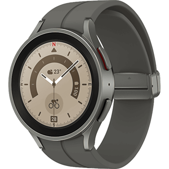 Samsung Galaxy Watch5 Pro 46.5 mm Silikon Kordon Yuvarlak Tansiyon Ölçen Unisex Akıllı Saat Gri