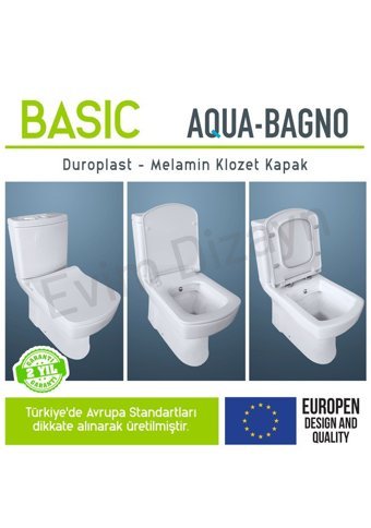 Aqua Bagno Basic Üstten Sıkmalı Yavaş Kapanan Beyaz Kare Klozet Kapağı