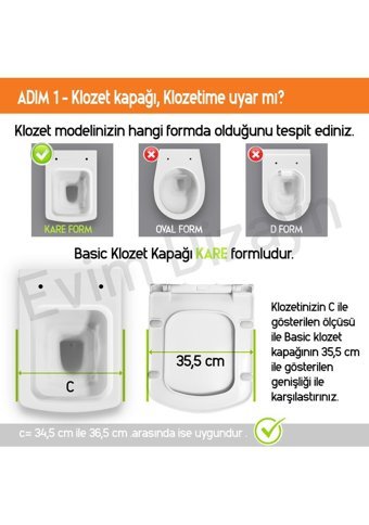 Aqua Bagno Basic Üstten Sıkmalı Yavaş Kapanan Beyaz Kare Klozet Kapağı