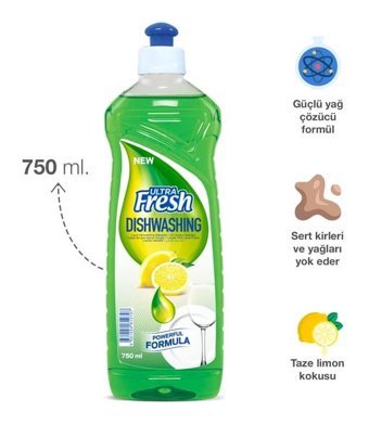 Ultra Fresh Limon Kokulu El Bulaşık Deterjanı 6x750 ml