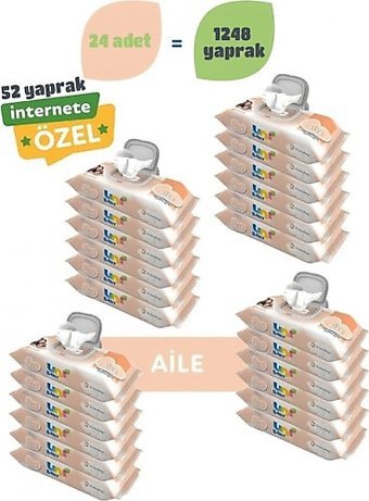 Uni Baby Aile 52 Yaprak 24'lü Paket Islak Mendil