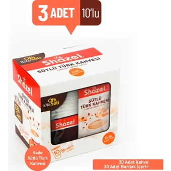 Shazel Sütlü Sade Türk Kahvesi 3x30x7 gr