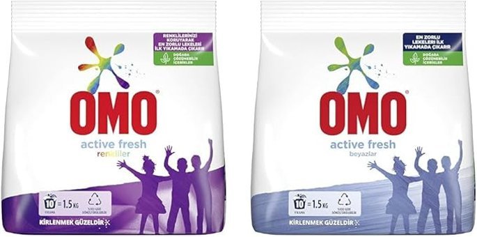 Omo Active Fresh Renkliler ve Beyazlar İçin 20 Yıkama Toz Deterjan 2x1.5 kg