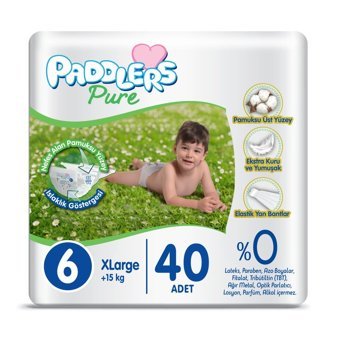 Paddlers Pure 6 Numara Cırtlı Bebek Bezi 40 Adet