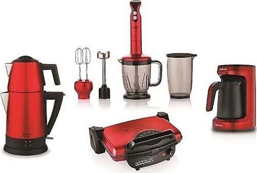 Schafer Elektro Mega 4'lü Elektronik Çeyiz Seti Kırmızı