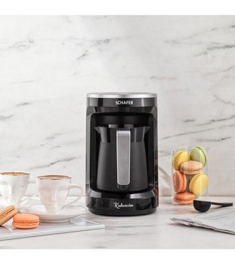 Schafer Kahvecim 1 Hazneli 4 Fincan Közde Kahve Tadında 600 W Siyah Türk Kahvesi Makinesi