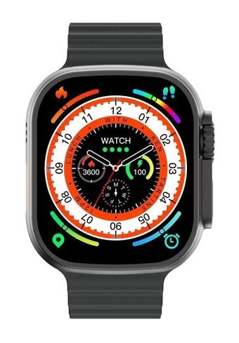 Wiwu SW01 Ultra Su Geçirmez 49 mm Silikon Kordon Dikdörtgen Unisex Akıllı Saat Siyah