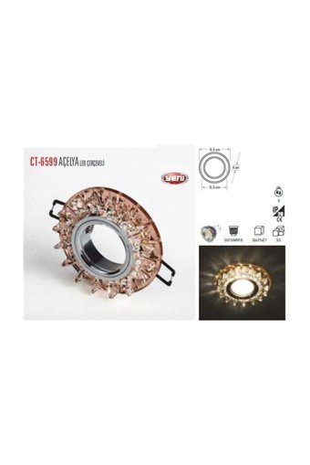 Cata Ct 6599 G10 Cam Tekli Başlık Yuvarlak Gömme Led Spot Kasası Gümüş