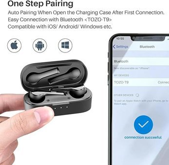 Tozo T9 Kulak İçi Kablosuz Bluetooth Kulaklık Siyah