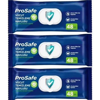 Prosafe Yetişkin Hasta 48 Yaprak 3'lü Paket Vücut Temizleme Mendili