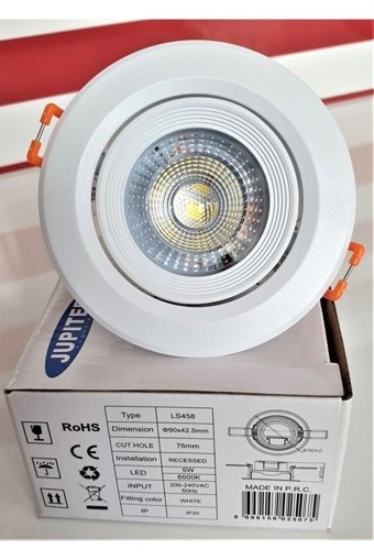 Jupiter Ls458 Plastik Tekli Başlık Yuvarlak Gömme Led Spot Lamba Beyaz
