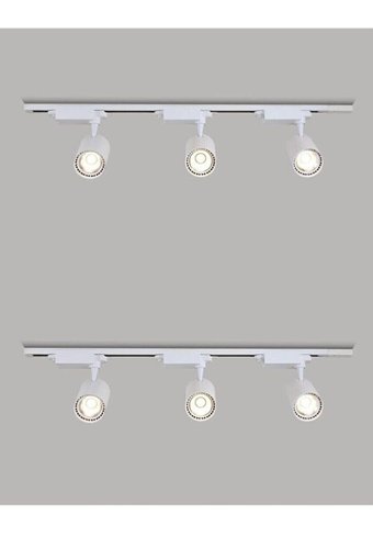 Klasled Metal 6'lı Başlık Silindir Sıva Üstü Led Ray Spot Beyaz + 2 Metre Ray 1+1