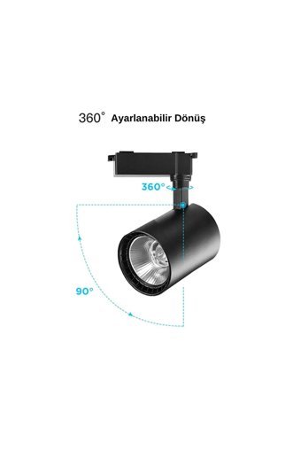 Mikro Light Project Metal 4'lü Başlık Silindir Sıva Üstü Led Ray Spot Siyah