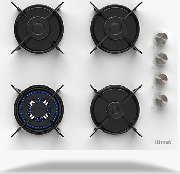 İtimat K4050 Cam Doğalgazlı Ankastre Beyaz Ocak