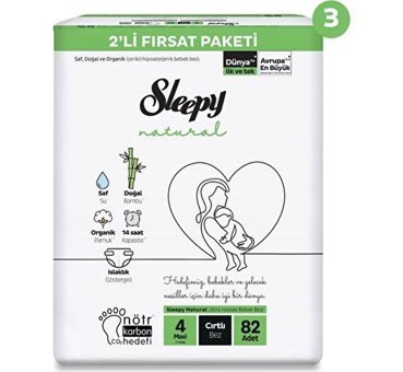 Sleepy Bio Natural 4 Numara Organik Cırtlı Bebek Bezi 246 Adet
