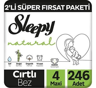 Sleepy Bio Natural 4 Numara Organik Cırtlı Bebek Bezi 246 Adet