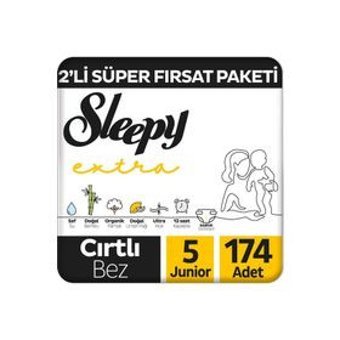Sleepy Extra 5 Numara Organik Cırtlı Bebek Bezi 2x174 Adet
