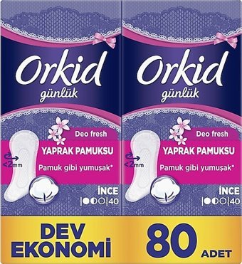 Orkid Yaprak Pamuksu Deofresh İnce 80'li Hijyenik Ped 1 Adet