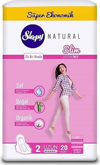 Sleepy Natural Slim Ekstra Organik İnce 20'li Hijyenik Ped 1 Adet