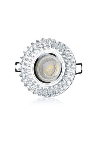 Cata Ct-6569 Kristal Tekli Başlık Yuvarlak Gömme Led Spot Lamba Gümüş