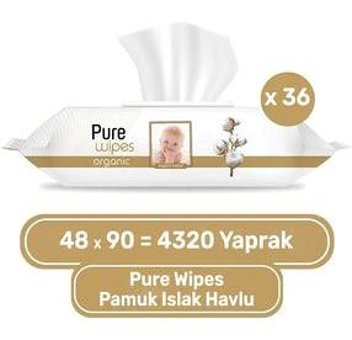Pure Baby Pure Wipes Organic 360 Yaprak 36'lı Paket Islak Mendil