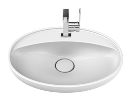 Turkuaz Seramik Lal Klasik Tekli 60 cm Seramik Tezgah Üstü Oval Lavabo Beyaz