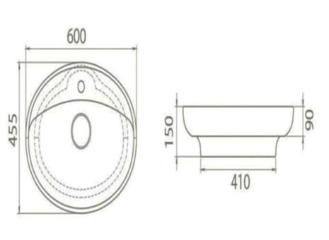 Turkuaz Seramik Lal Klasik Tekli 60 cm Seramik Tezgah Üstü Oval Lavabo Beyaz