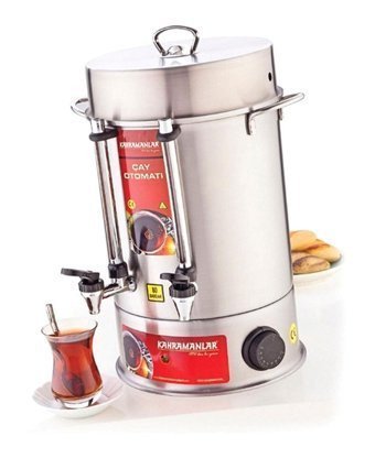 Kahramanlar 2200 W Çelik Tek Demlikli 250 Bardak Çift Musluklu Çelik Elektrikli Semaver Gri